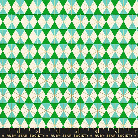 Happy Hexie in Metallic Verdant --- Merry Happy by Kim Kight --  Ruby Star Society -- Moda Fabrics