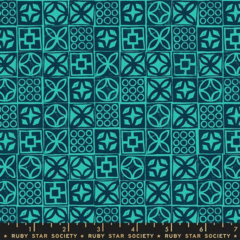 Architectural Blocks in Peacock -- Poolside Too --  Ruby Star Society -- Moda Fabrics