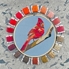 Cardinal Embroidery Kit -- Kate Wyatt Fine Art
