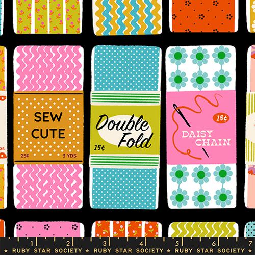 Sew Cute Novelty Ephemera in Black -- 1-800 Notions -- Ruby Star Society -- Moda Fabric