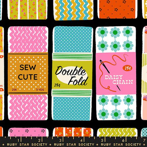Sew Cute Novelty Ephemera in Black -- 1-800 Notions -- Ruby Star Society -- Moda Fabric