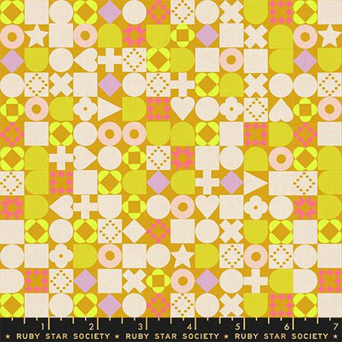 Blocked Geometric Shapes in Cactus -- Lofi Linens by Rashida Coleman Hale -- Ruby Star Society -- Moda Fabrics