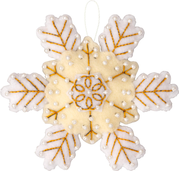 Bucilla Pearl Snowflakes Felt Ornaments set of 6