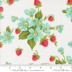 In Bloom Florals Strawberries in White -- Bloomsberry by Camille Roskelley -- Moda Fabrics