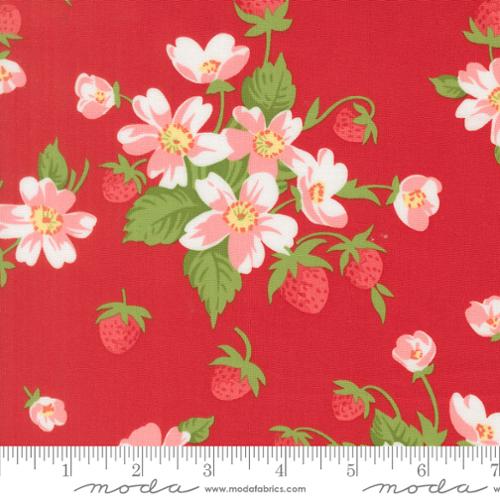 In Bloom Florals Strawberries in Red -- Bloomsberry by Camille Roskelley -- Moda Fabrics