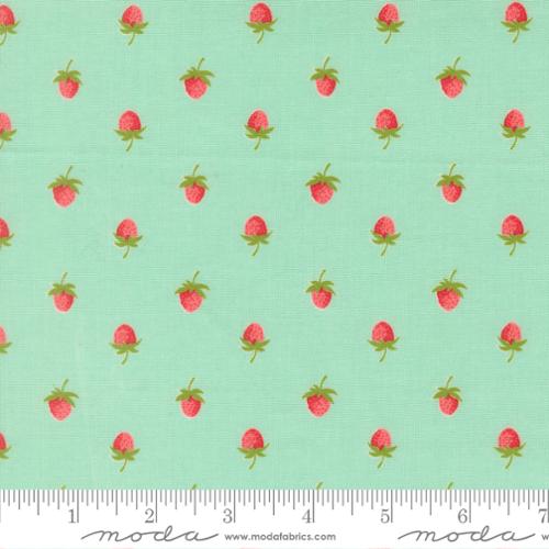 Berries Novelty Strawberries in Aqua -- Bloomsberry by Camille Roskelley -- Moda Fabrics