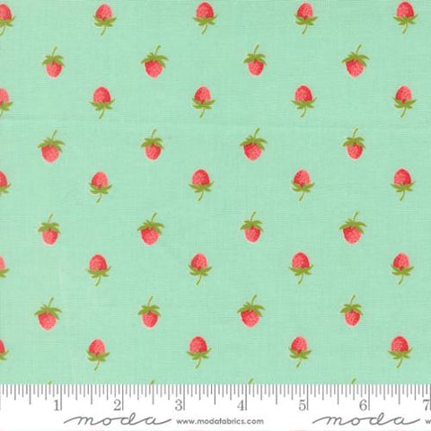 Berries Novelty Strawberries in Aqua -- Bloomsberry by Camille Roskelley -- Moda Fabrics