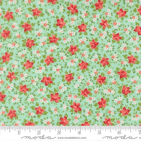 Marylebone Small Floral in Aqua -- Bloomsberry by Camille Roskelley -- Moda Fabrics