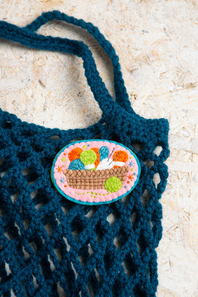 Knitting Basket Felt Craft Brooch Kit | Complete Craft Kit