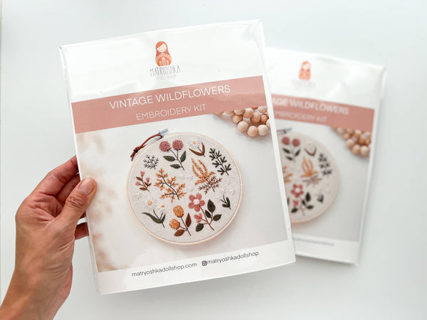 Floral Embroidery DIY Kit, modern embroidery craft kit