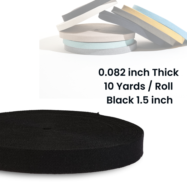 1.5"  Black Heavy Cotton Webbing for Sewing Roll