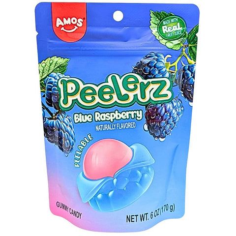 Amos Peelerz Blue Raspberry Peelable Gummy Candy 6 oz