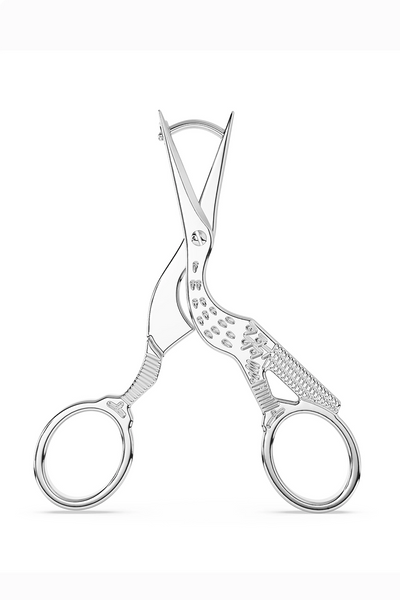 Stork Scissor Earrings in Silver