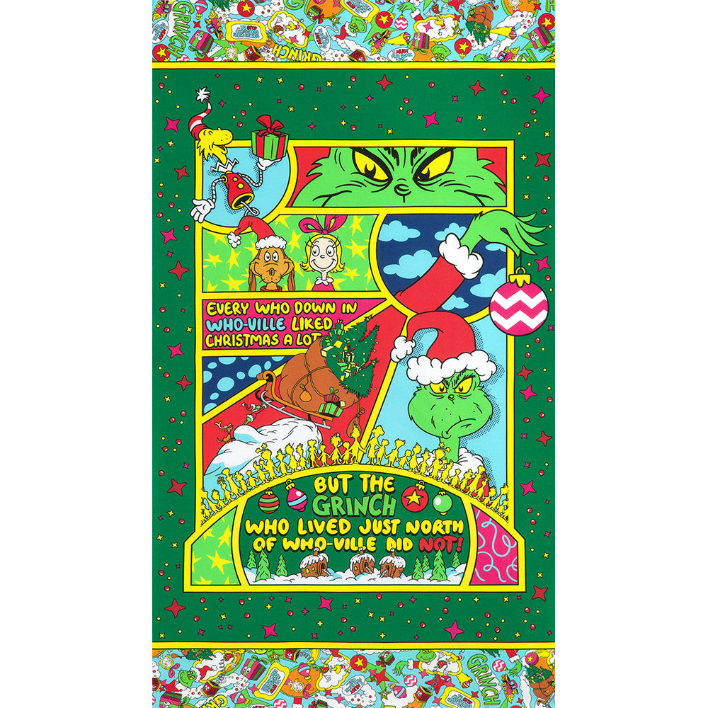 HOLIDAY Panel by Dr. Seuss Enterprises from How the Grinch Stole Christmas --- Robert Kaufman Fabrics