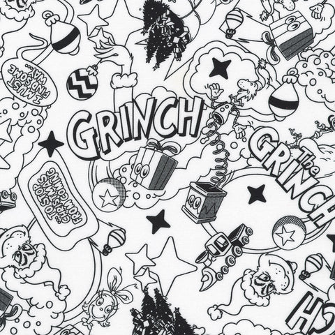 ADED-23099-1 WHITE by Dr. Seuss Enterprises from How the Grinch Stole Christmas --- Robert Kaufman Fabrics