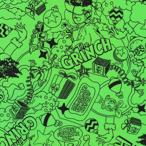 ADED-23099-7 GREEN by Dr. Seuss Enterprises from How the Grinch Stole Christmas --- Robert Kaufman Fabrics