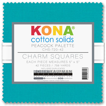5in Squares Kona Cotton Peacock, 42pcs -- Robert Kaufman