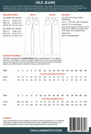 Isle Jeans Pattern -- Chalk & Notch