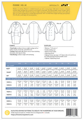 PHOEBE Coat Pattern -- Close Core Patterns