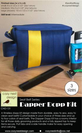 The Dapper Dopp Seat Belt Kit in Navy and Yellow  -- Cozy Nest Design