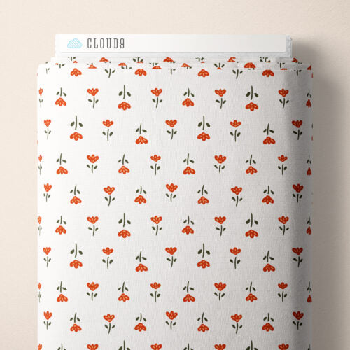 Blooming Little Flowerets | White -- Crimson & Evergreen By Kay's Illustrations-- Cloud 9