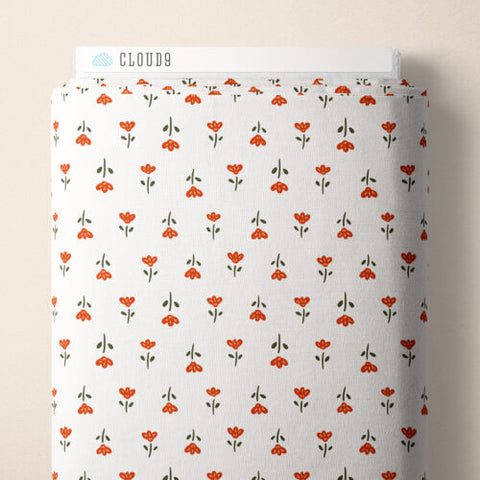 Blooming Little Flowerets | White -- Crimson & Evergreen By Kay's Illustrations-- Cloud 9