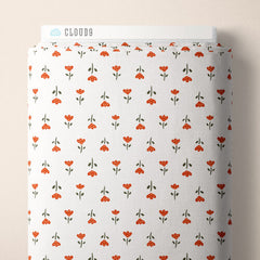 Blooming Little Flowerets | White -- Crimson & Evergreen By Kay's Illustrations-- Cloud 9