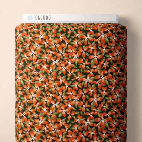 Ditsy Flowerbed | Night -- Crimson & Evergreen By Kay's Illustrations-- Cloud 9