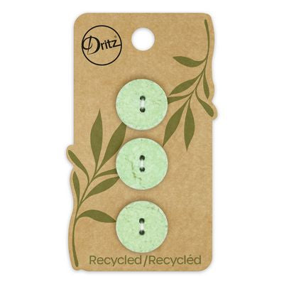 Recycled Cotton Round 2hole Green 18mm 3ct -- Dritz