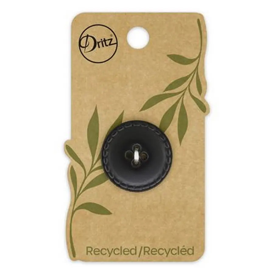 Recycled Leather Round 4hole Black 25mm 1ct   -- Dritz Buttons