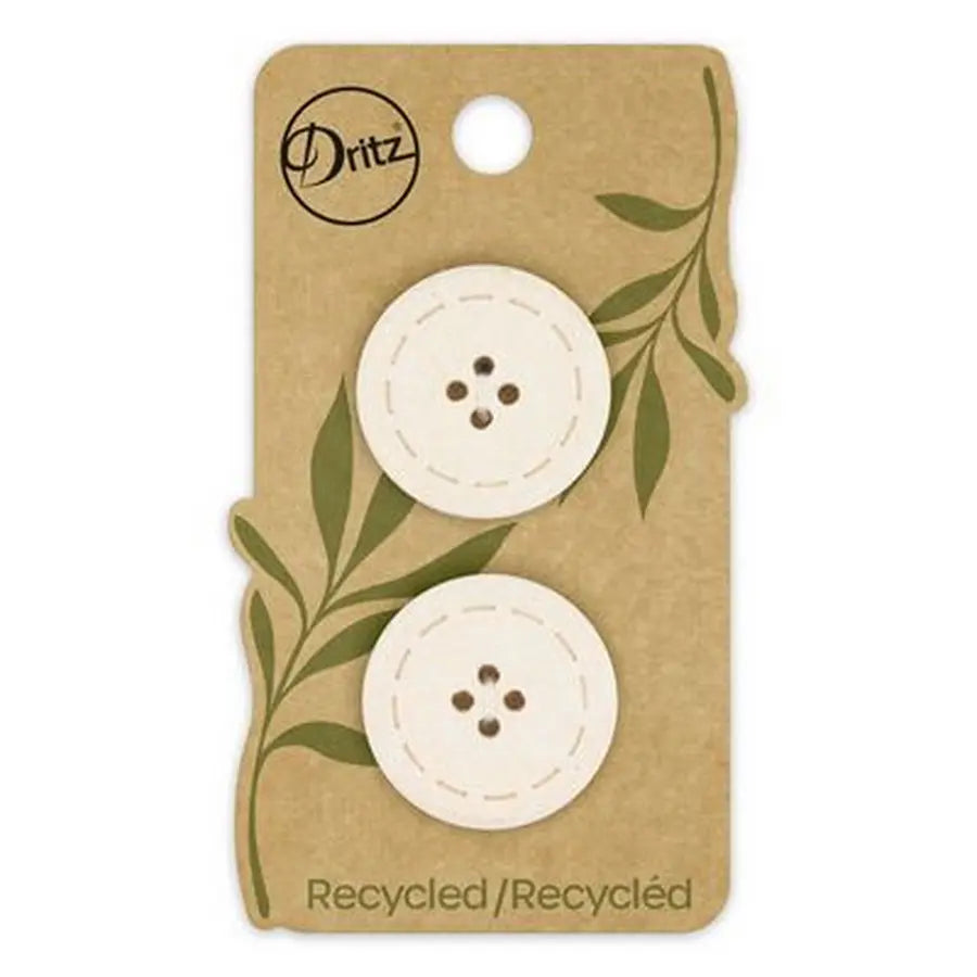 Recycled Cotton Stitch 4hole Natural 25mm 2ct -- Dritz Buttons