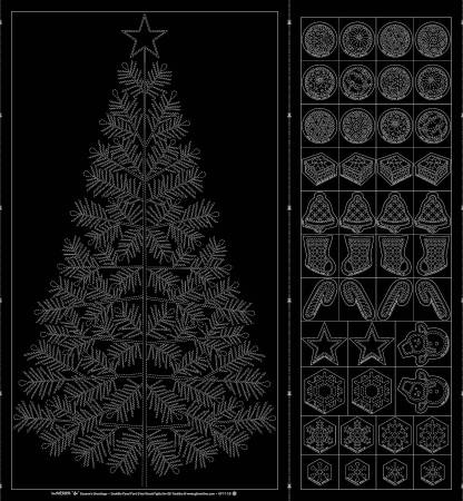 Wagara Sashiko Panel Seasons Greeting Black