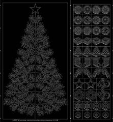 Wagara Sashiko Panel Seasons Greeting Black