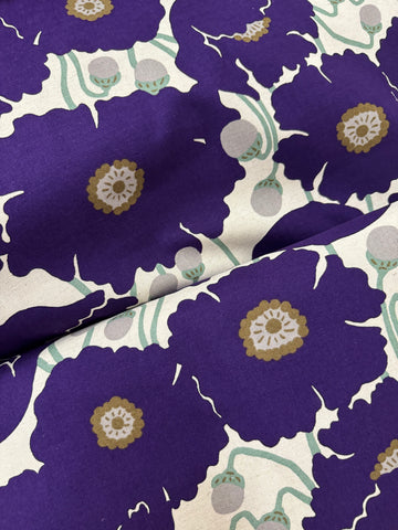 KOBAYASHI, 85C 15L   Floral CANVAS Purple -- Kokka Fabrics
