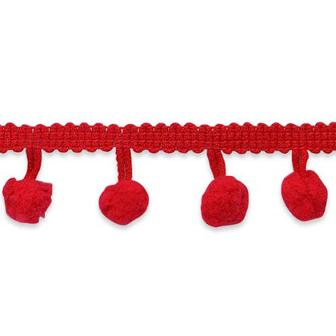 Pom Fringe Trim Red