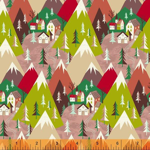 Winter Towne Mountain Scape Tan --- Windham Fabrics