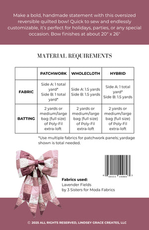 The Big Giant Quilted Bow Pattern -- Lindsey Grace Creates