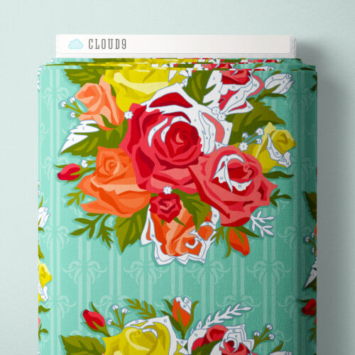 Roses Resplendent | Turquoise/Multi -- Elle Crée --- Cloud 9