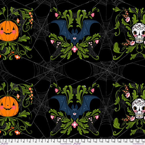 Pretty Creepy - Black  || Pretty Creepy by Cori Dantini -- Free Spirit Fabrics