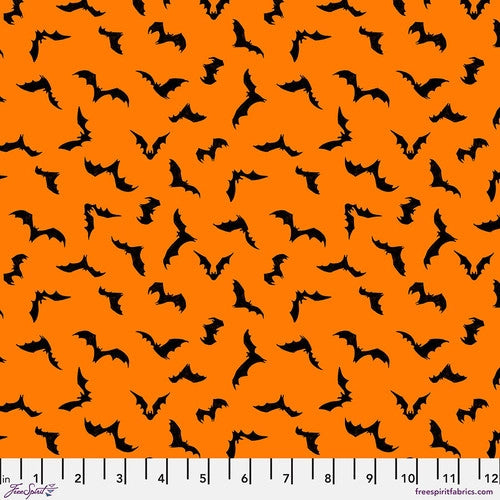Just Batty Large - Orange  || Pretty Creepy by Cori Dantini -- Free Spirit Fabrics
