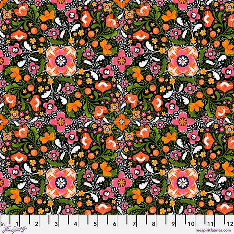 Floral Secrets - Black || Pretty Creepy by Cori Dantini -- Free Spirit Fabrics