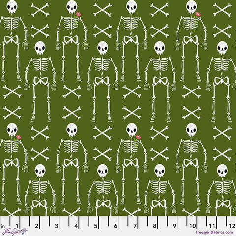 No Bones About It - Olive  || Pretty Creepy by Cori Dantini -- Free Spirit Fabrics