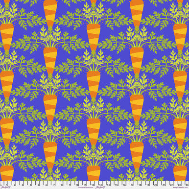 Carrot - Blue || Vegetable Patch by Jane Sassman -- Free Spirit Fabrics