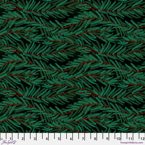 Pine Needles - Evergreen  || Woodland Holiday -- Daughter Earth/Katy Tanis -- Free Spirit Fabrics
