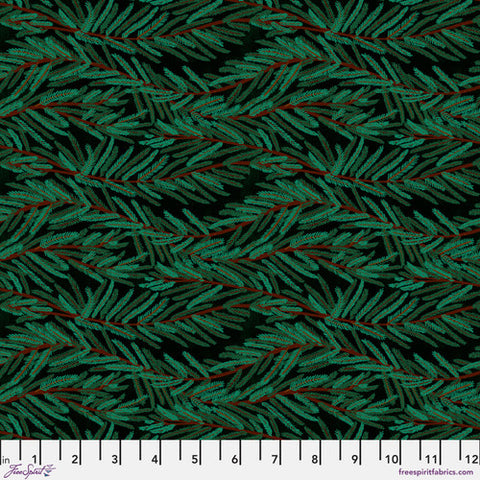 Pine Needles - Evergreen  || Woodland Holiday -- Daughter Earth/Katy Tanis -- Free Spirit Fabrics