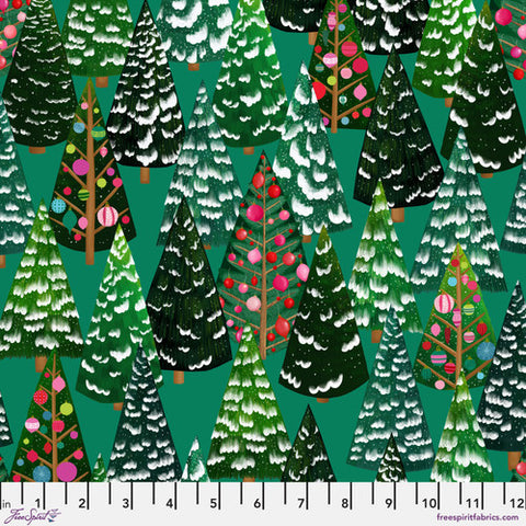 Holiday Fir - Green  || Woodland Holiday -- Daughter Earth/Katy Tanis -- Free Spirit Fabrics