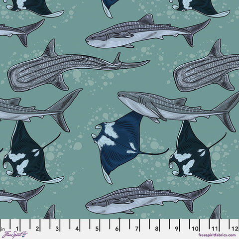 Gentle Giants - Aqua || Mariana -- Rachel Hauer -- Free Spirit Fabrics