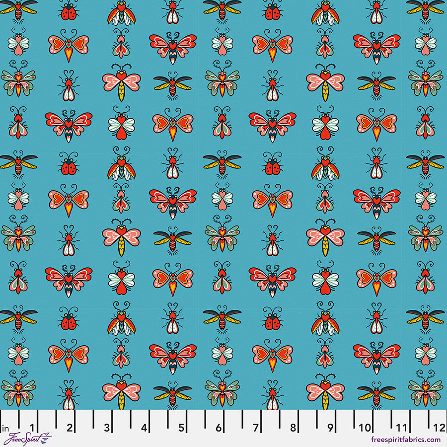 Love Bugs - Teal -- Free Spirit Fabrics