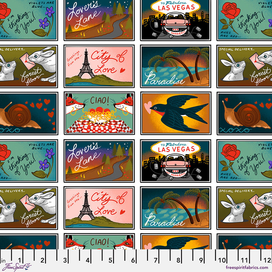 Postcards - Multi || Love Letters by Club Hauer -- Free Spirit Fabrics