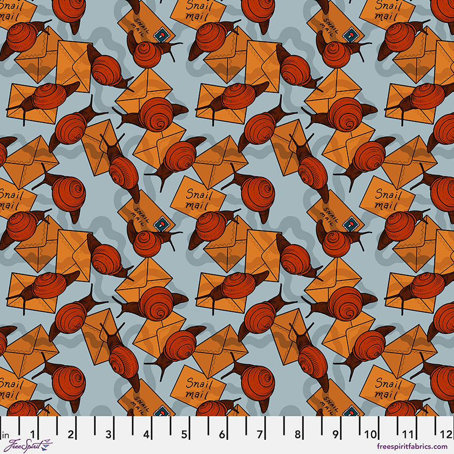 Snail Mail - Blue || Love Letters by Club Hauer -- Free Spirit Fabrics